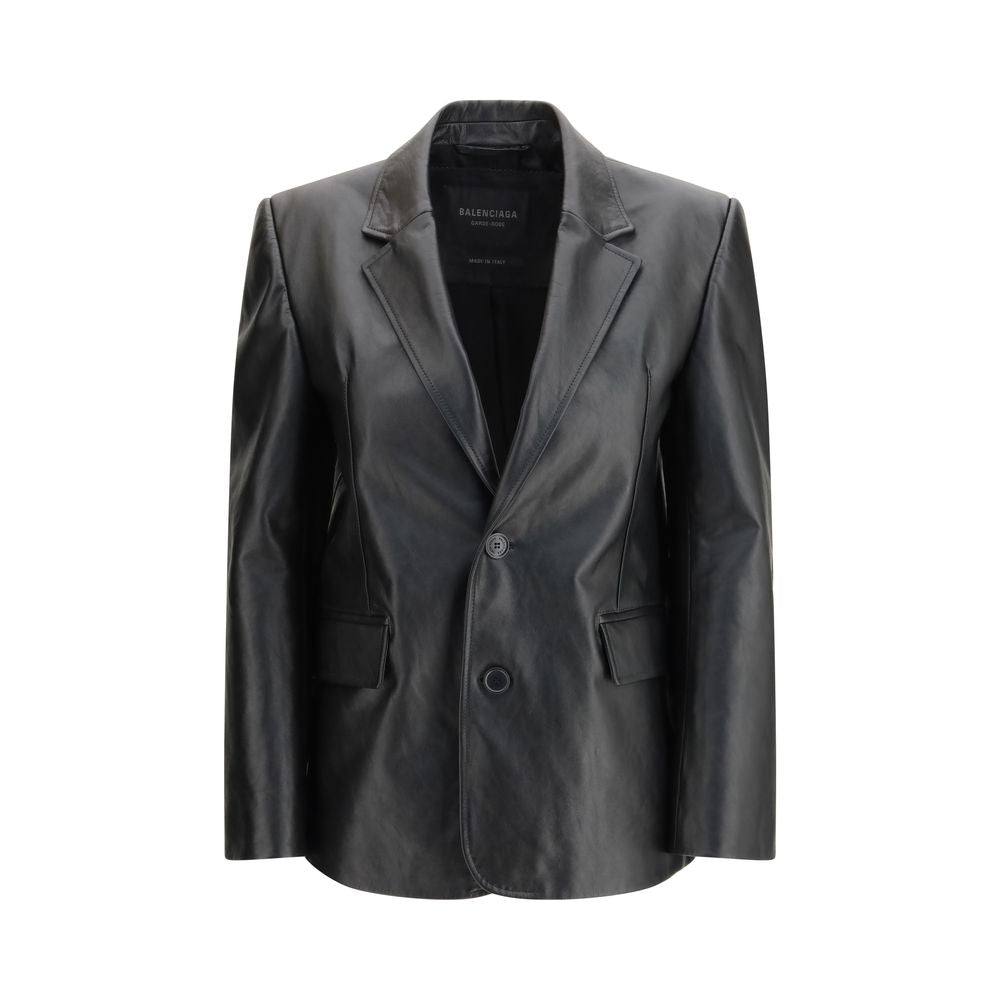 Balenciaga Single-Breasted Black Calfskin Leather Jacket
