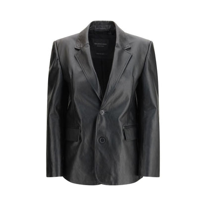 Balenciaga Single-Breasted Black Calfskin Leather Jacket