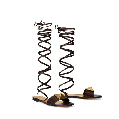 Brown Leather Strap-On Sandals