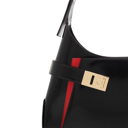 Black Calfskin Shoulder Bag