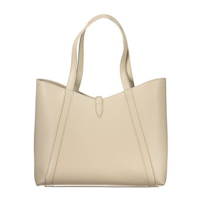 Beige Leather Women Handbag