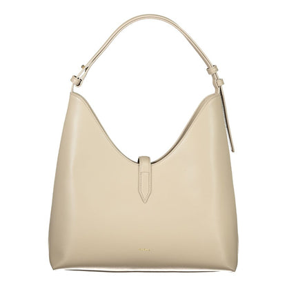 Beige Leather Women Handbag