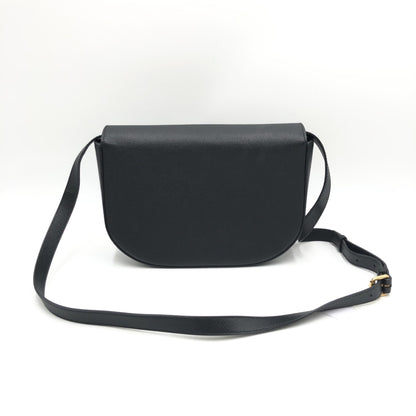Black Grained Leather Crossbody Bag