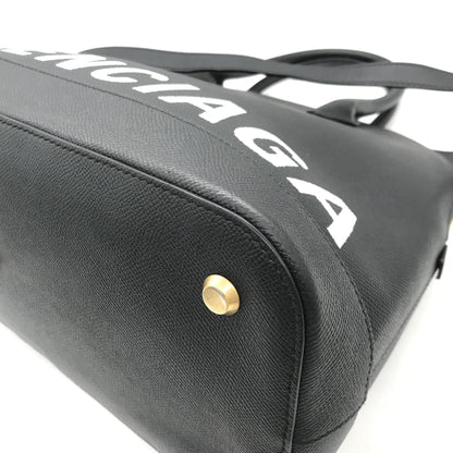 Balenciaga Black Grained Leather Ville Top Handle Bag