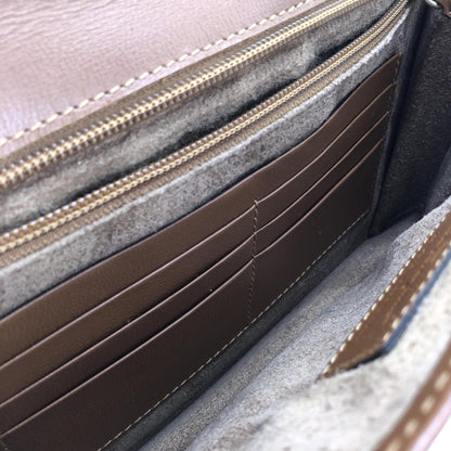 Brown Leather Handbag With Metal Clasp