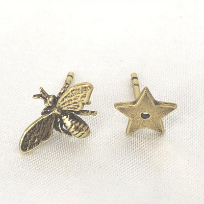 Crystal Embellished Metal Bee Earrings