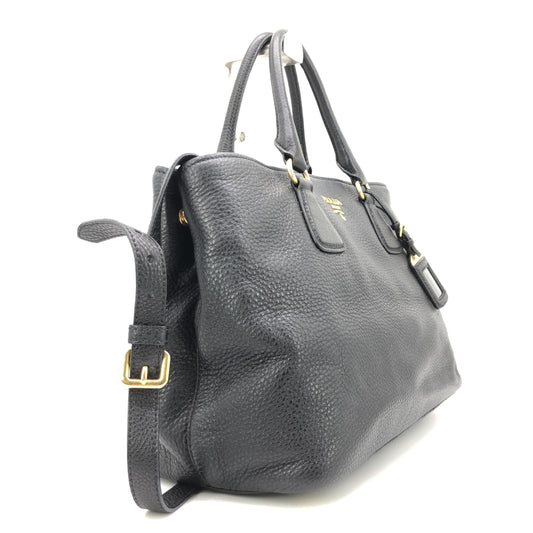 Galleria Vitello Daino Black Leather Top Handle Bag