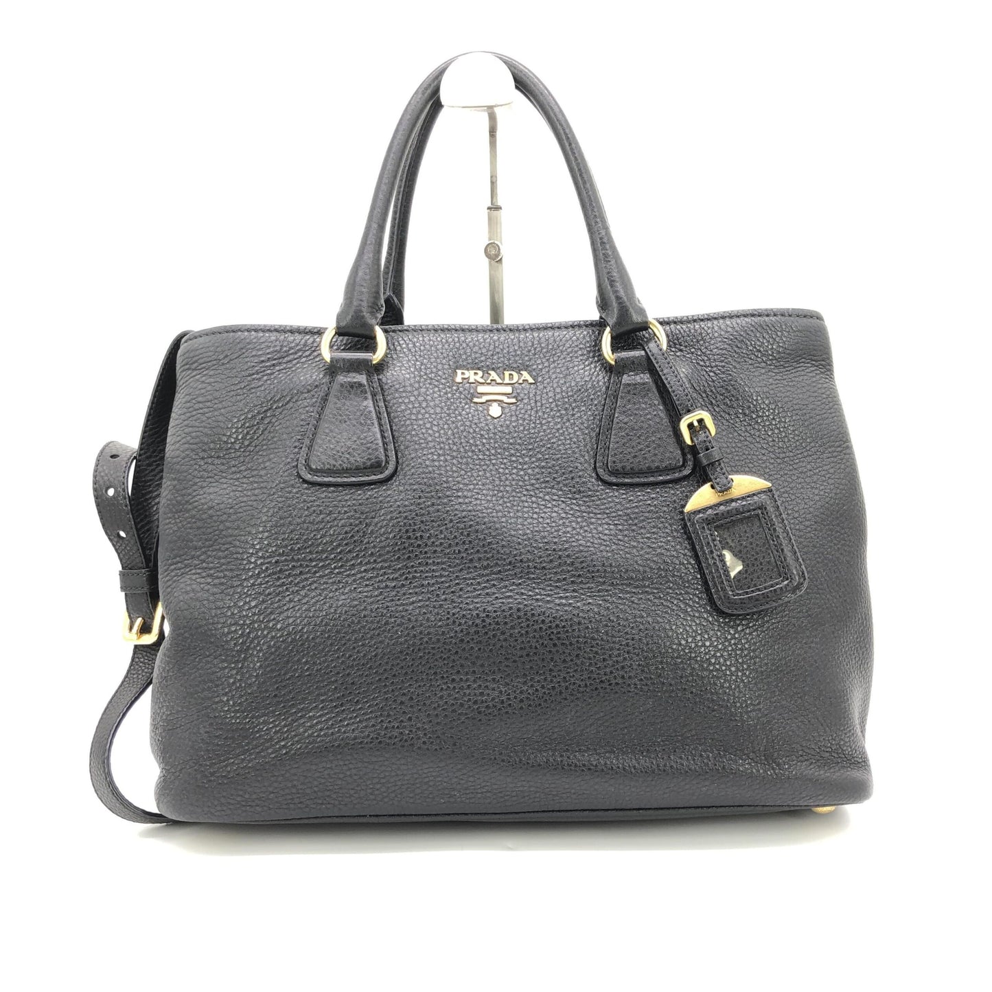 Galleria Vitello Daino Black Leather Top Handle Bag