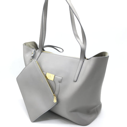 Gancio City Light Grey Leather Tote Bag