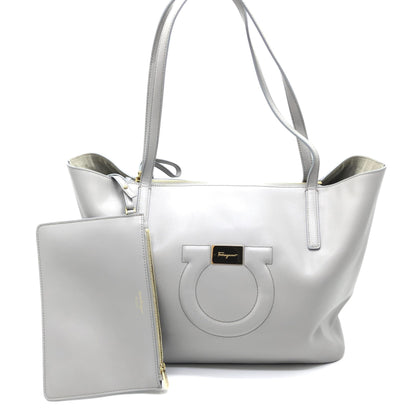 Gancio City Light Grey Leather Tote Bag