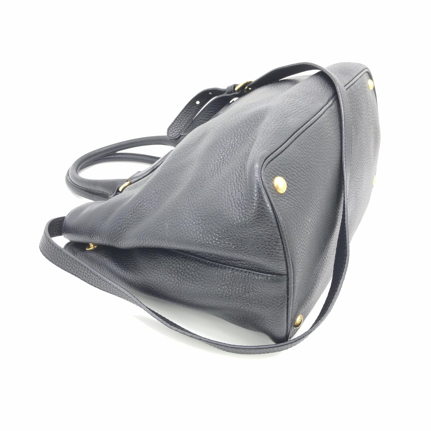 Galleria Vitello Daino Black Leather Top Handle Bag