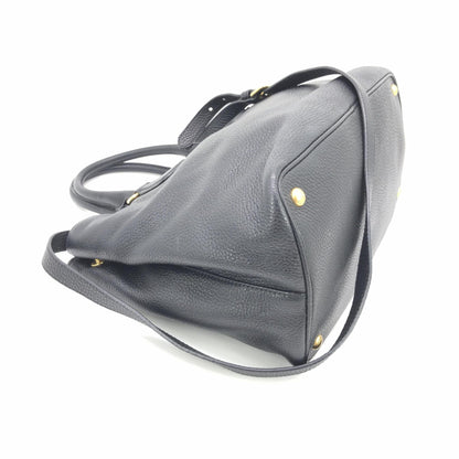 Galleria Vitello Daino Black Leather Top Handle Bag