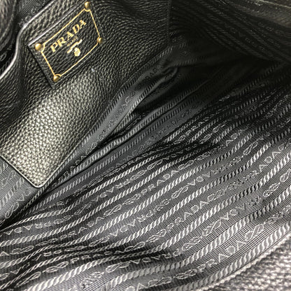 Galleria Vitello Daino Black Leather Top Handle Bag