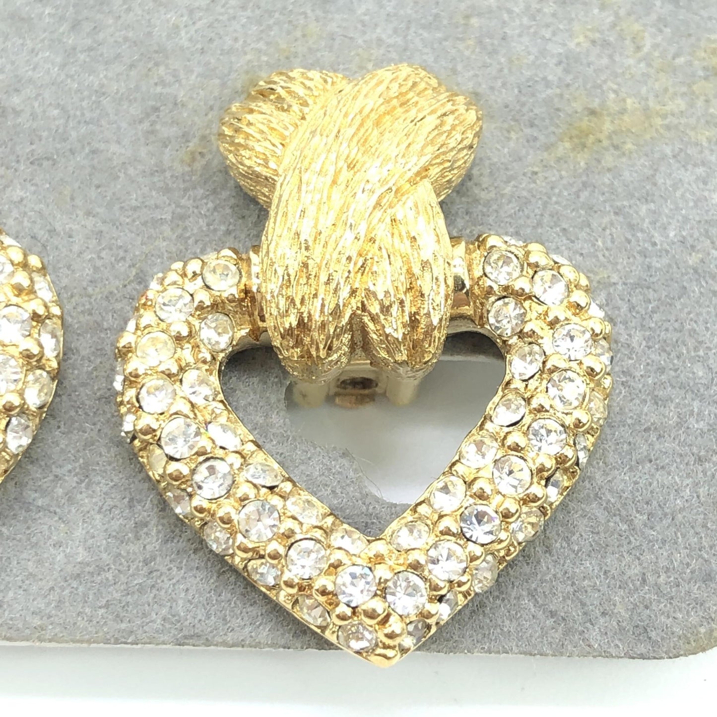 Gold Heart Earrings With Crystals