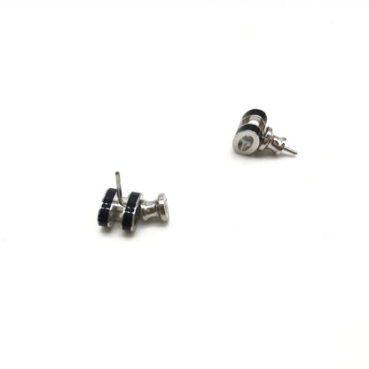 Mini Pop H Earrings In Black Enamel