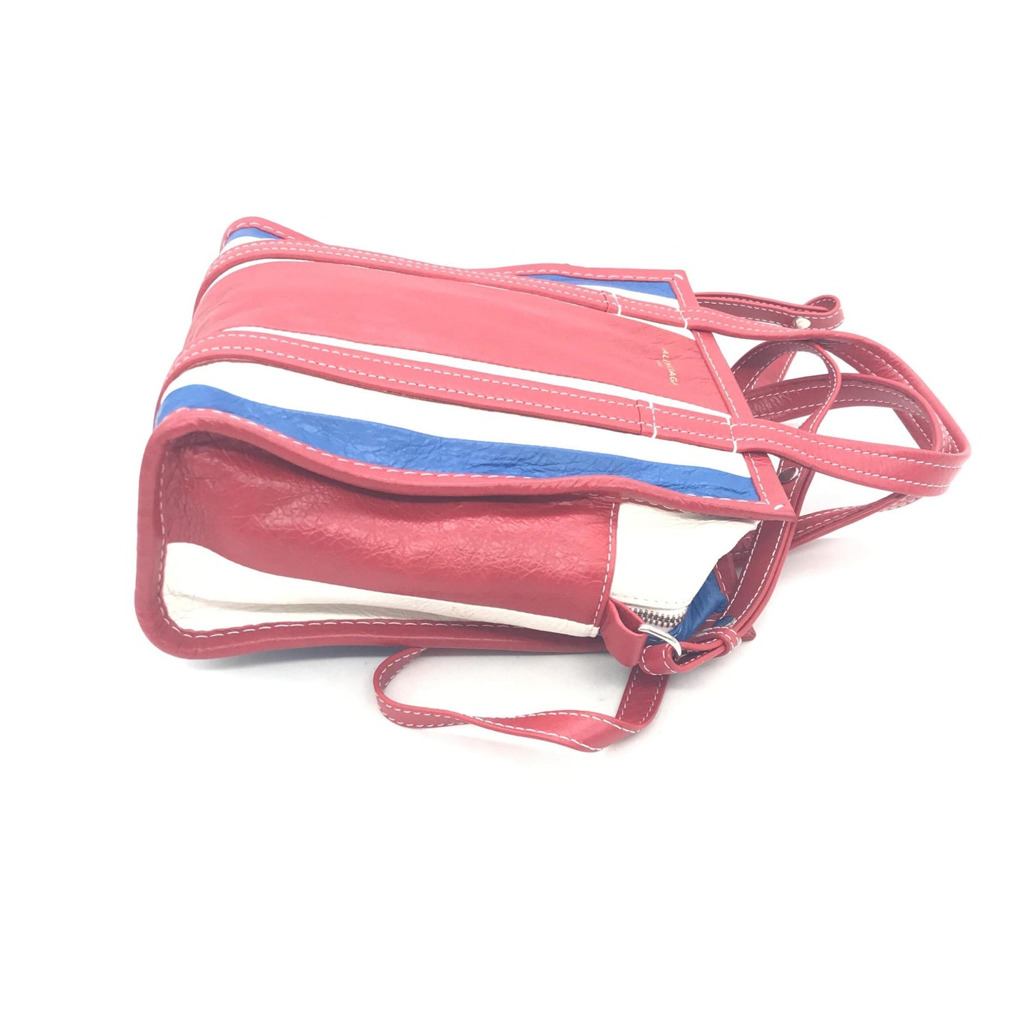 Multicolor Striped Leather Tote Bag