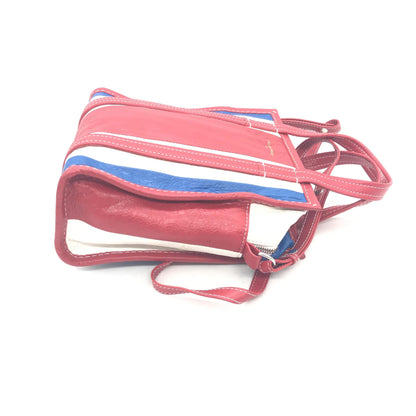 Multicolor Striped Leather Tote Bag