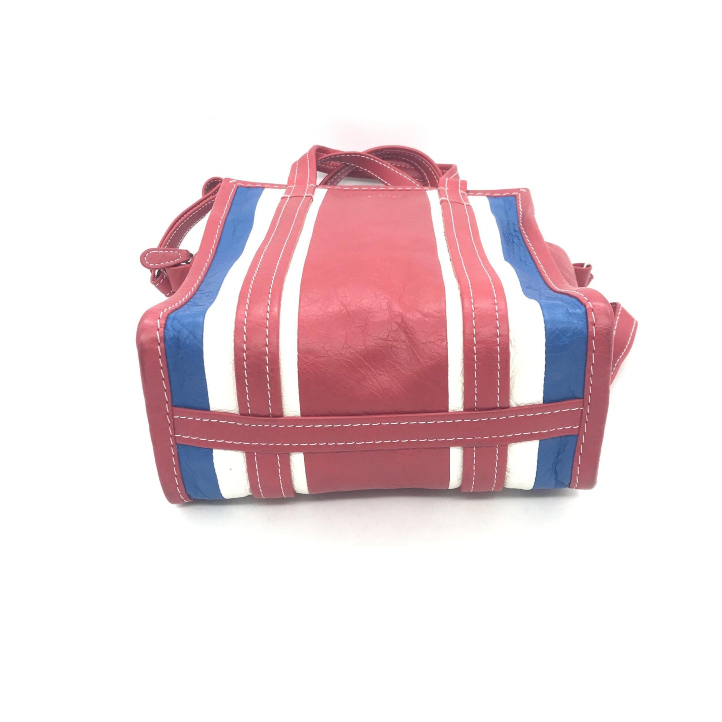 Multicolor Striped Leather Tote Bag