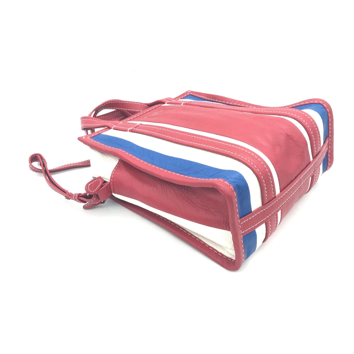 Multicolor Striped Leather Tote Bag