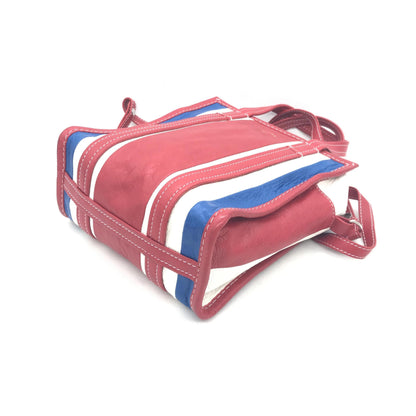 Multicolor Striped Leather Tote Bag