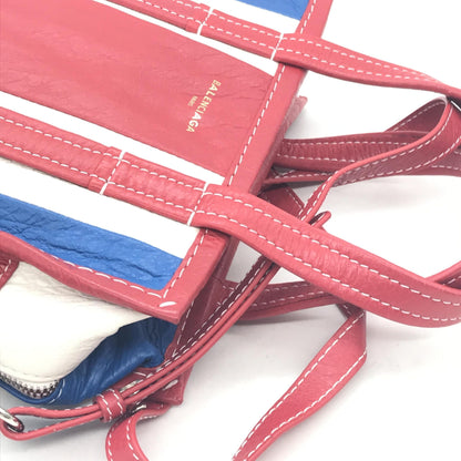 Multicolor Striped Leather Tote Bag