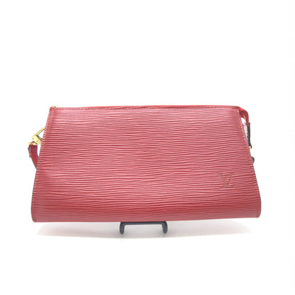 Red Leather Pochette Accessory Bag