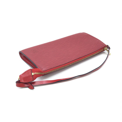 Red Leather Pochette Accessory Bag