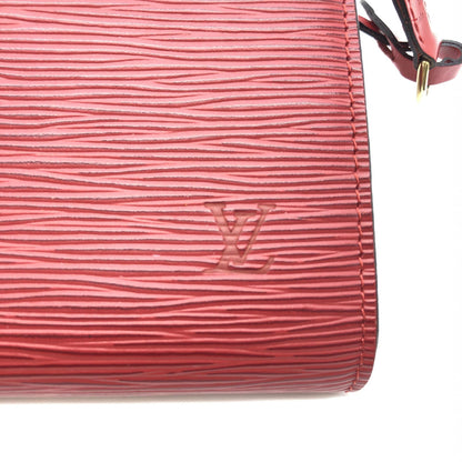 Red Leather Pochette Accessory Bag