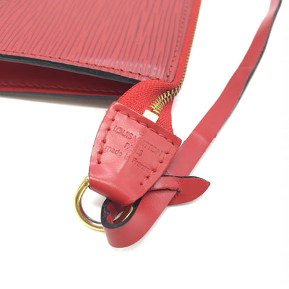 Red Leather Pochette Accessory Bag