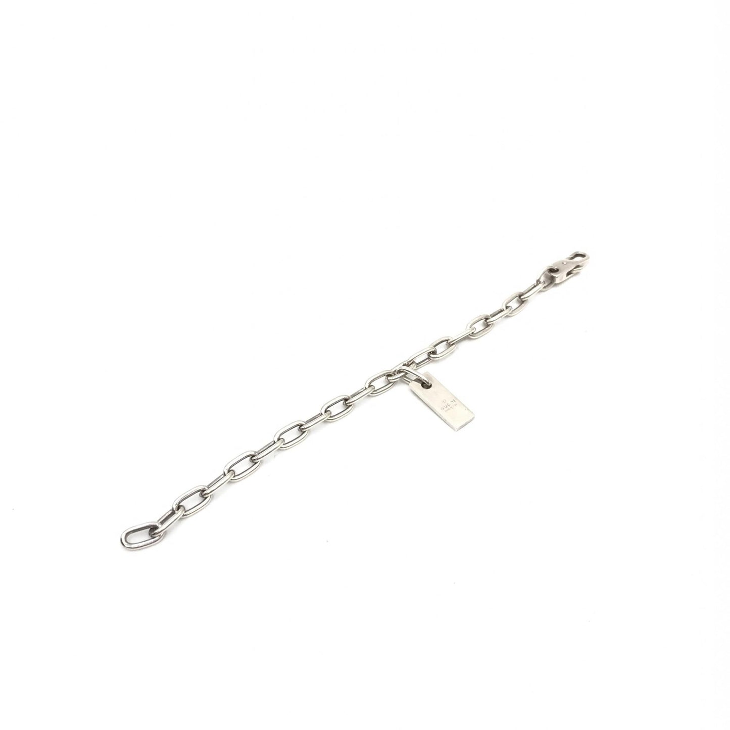 Sterling Silver Logo Plate Chain Bracelet