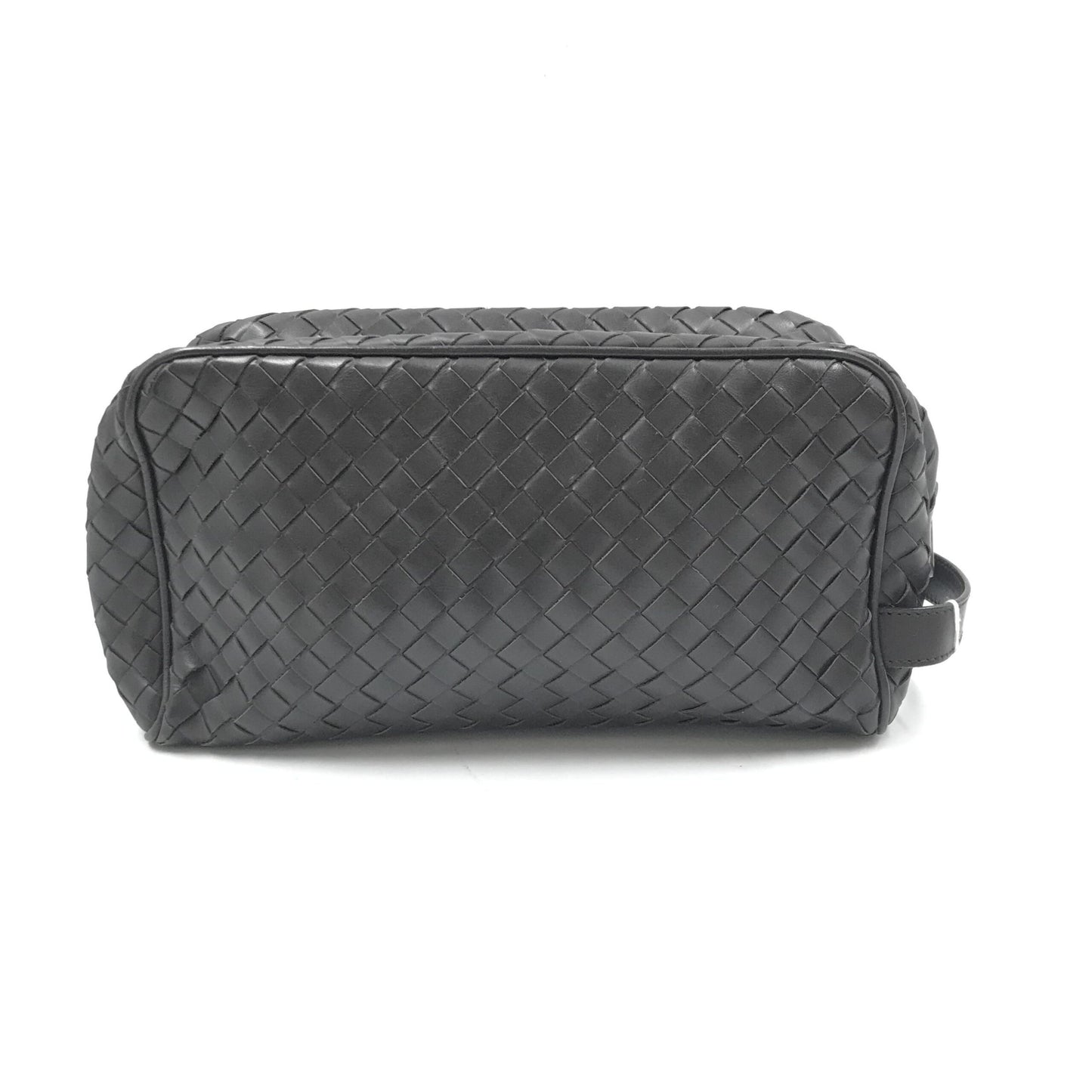 Woven Leather Cosmetic Bag, Black