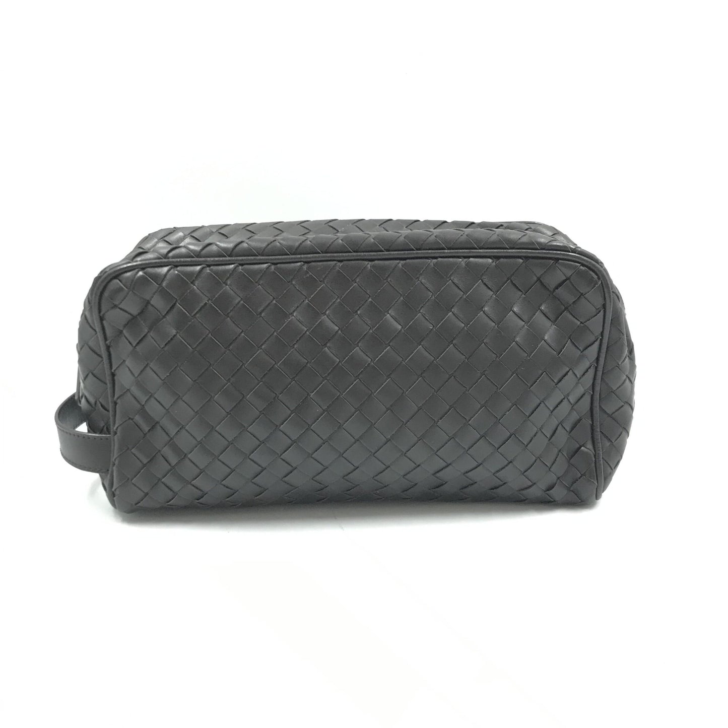 Woven Leather Cosmetic Bag, Black