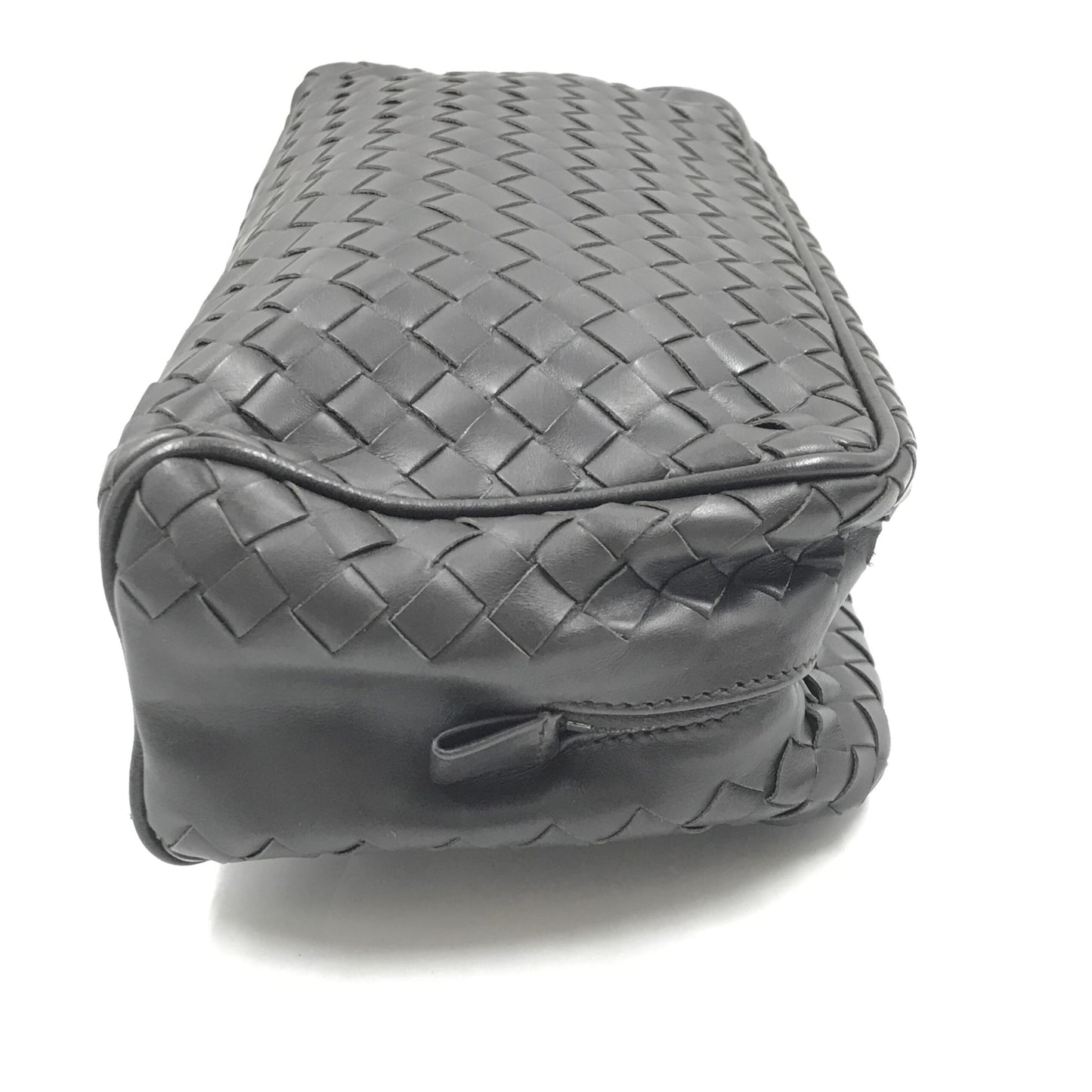 Woven Leather Cosmetic Bag, Black