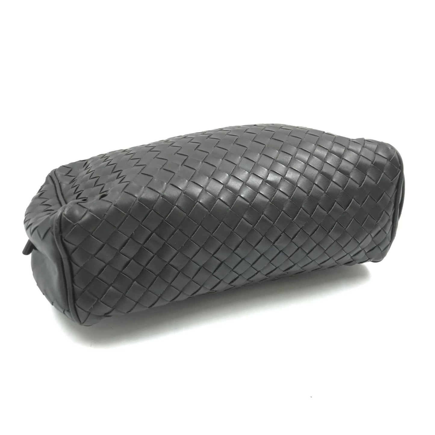 Woven Leather Cosmetic Bag, Black