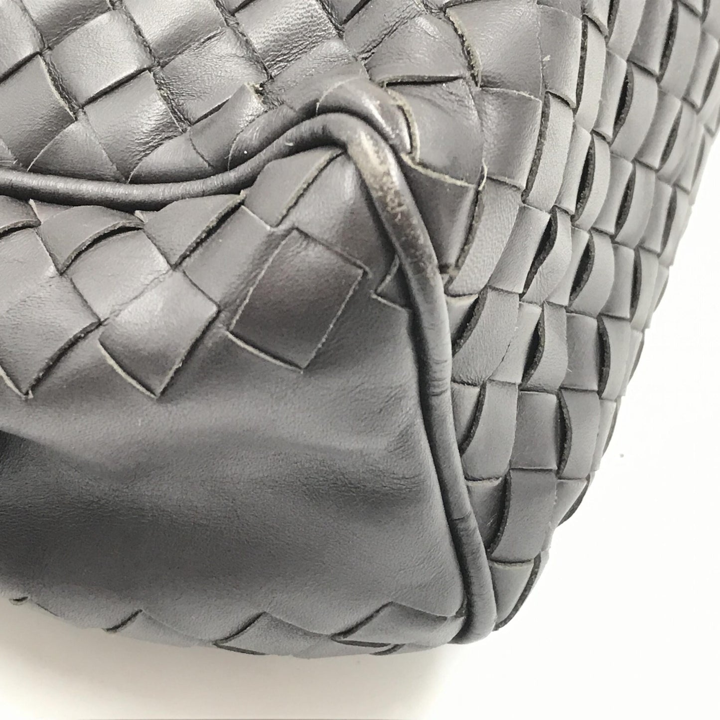 Woven Leather Cosmetic Bag, Black