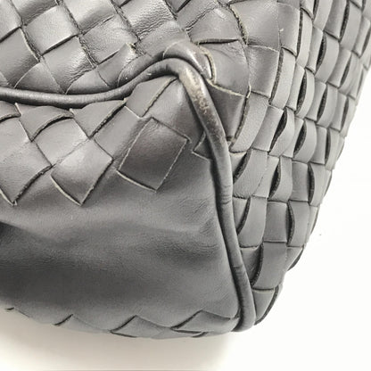 Woven Leather Cosmetic Bag, Black