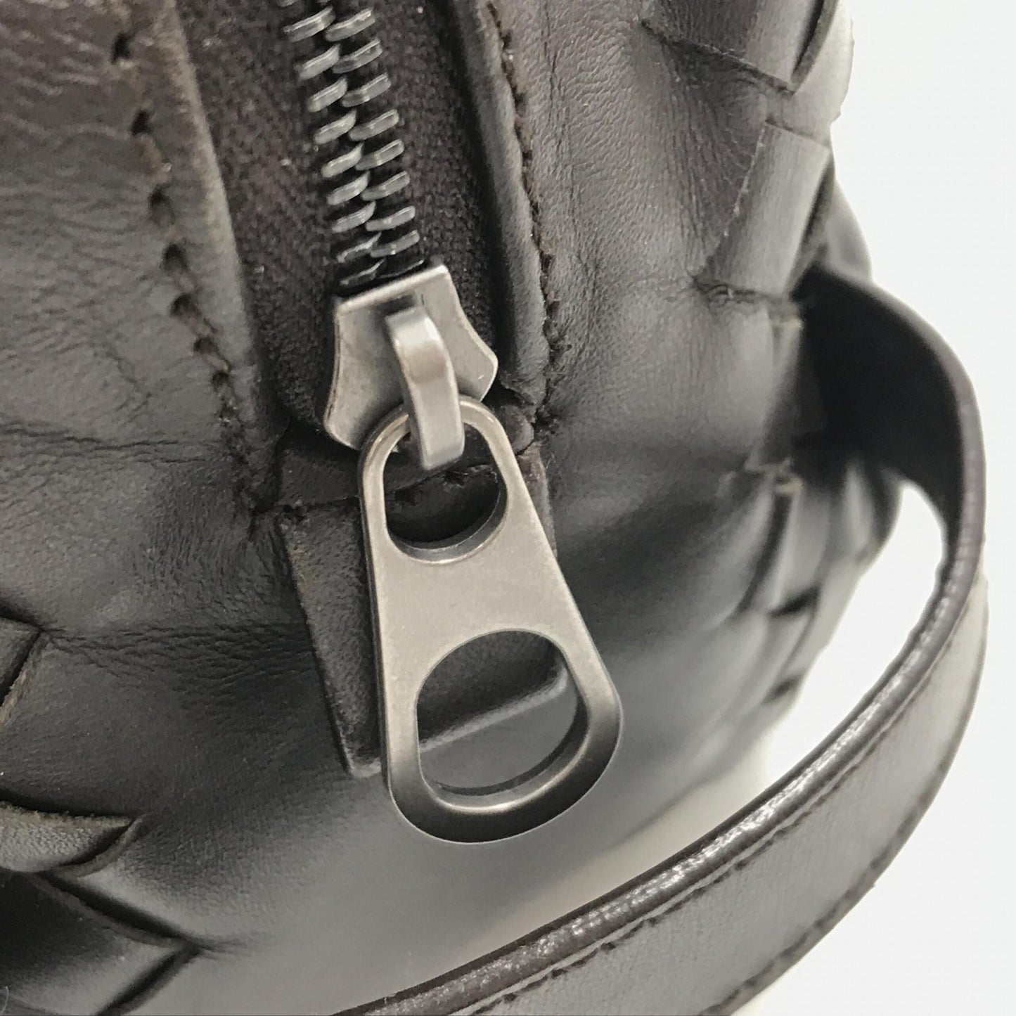 Woven Leather Cosmetic Bag, Black