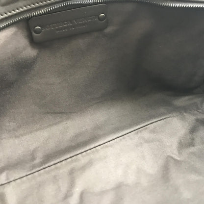 Woven Leather Cosmetic Bag, Black