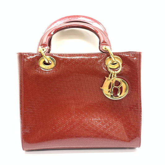 Lady D-Lite Patent Leather Burgundy Patent Leather Handbag With Charms