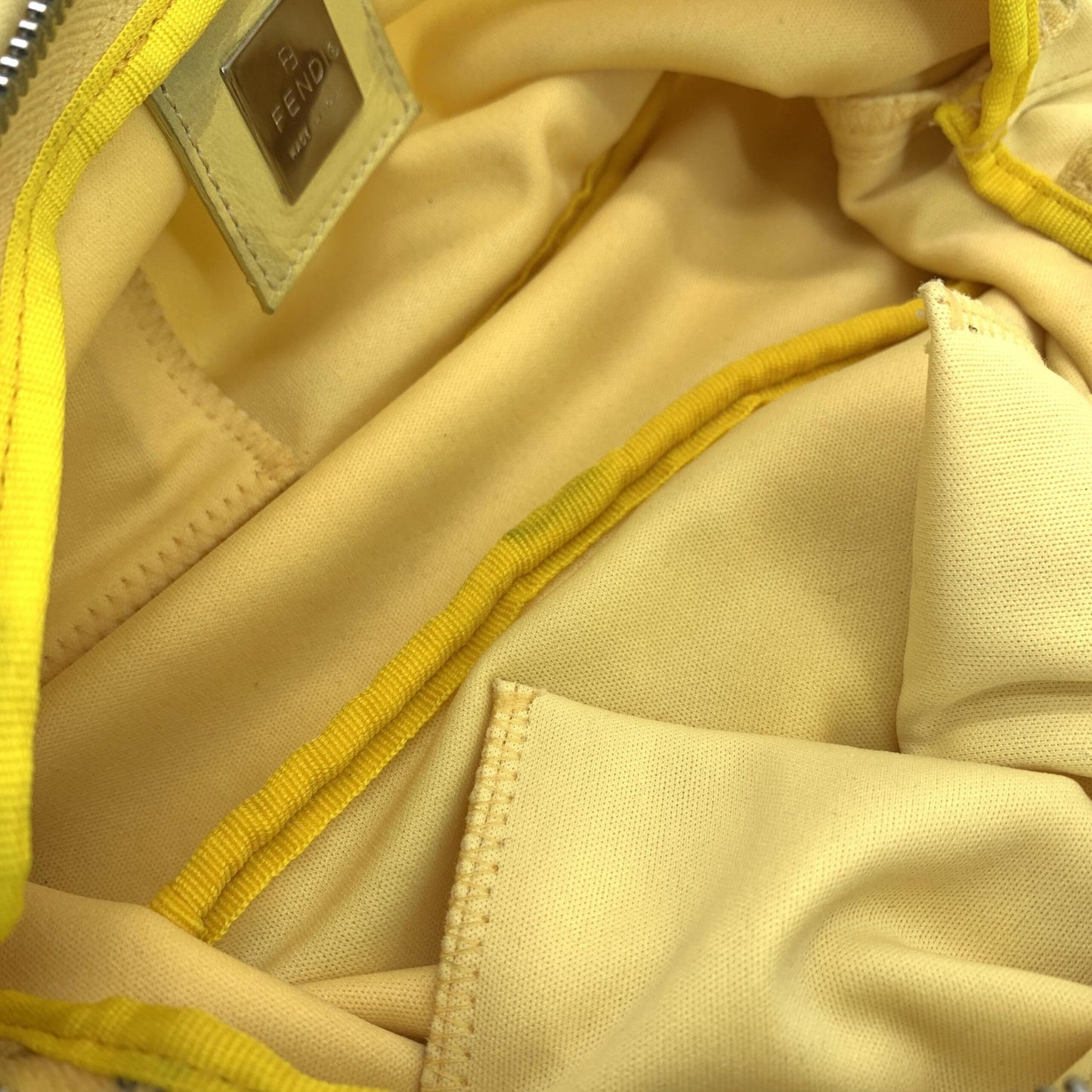 Yellow Cloth Baguette Handbag