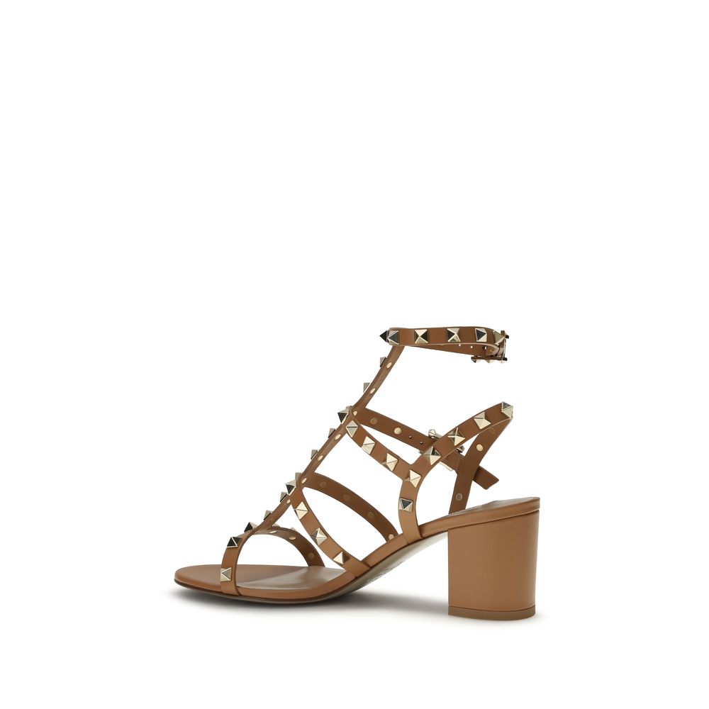 Rockstud Calfskin Ankle Strap Sandal 60 Mm