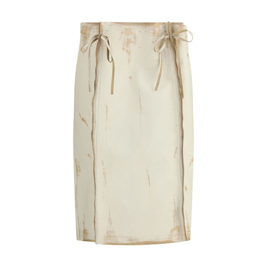White Calf Leather Bos Taurus Midi Skirt