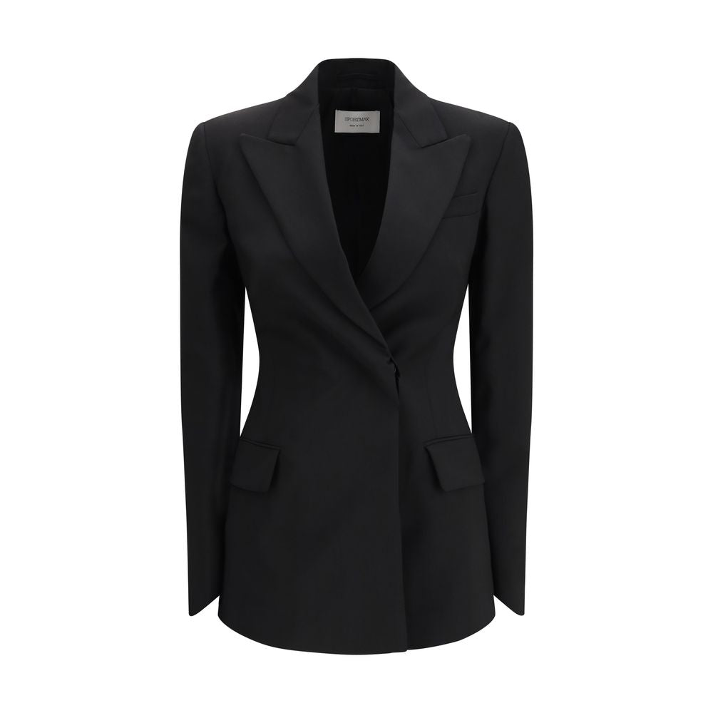 Sportmax Danzica Black Double-Breasted Wool Blazer