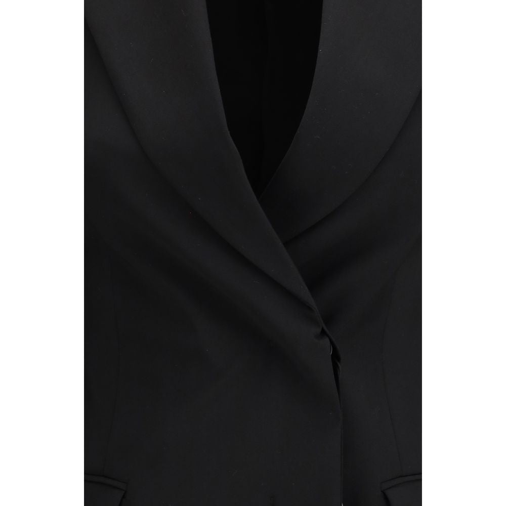 Sportmax Danzica Black Double-Breasted Wool Blazer