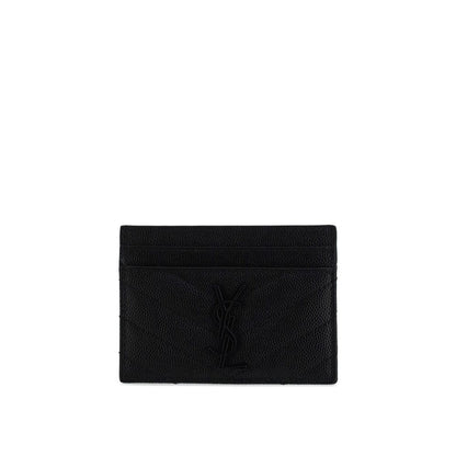 Saint Laurent Monogram Fragments Black Grained Leather Zipped Card Holder