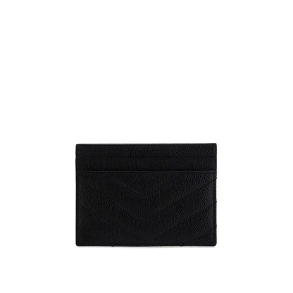 Saint Laurent Monogram Fragments Black Grained Leather Zipped Card Holder