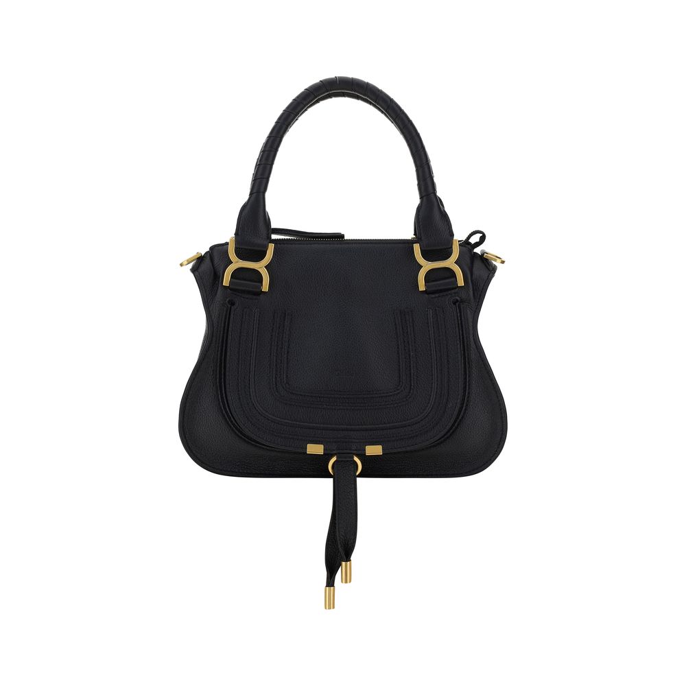 Chloé Small Marcie Double Carry Black Calfskin Top-Handle Bag
