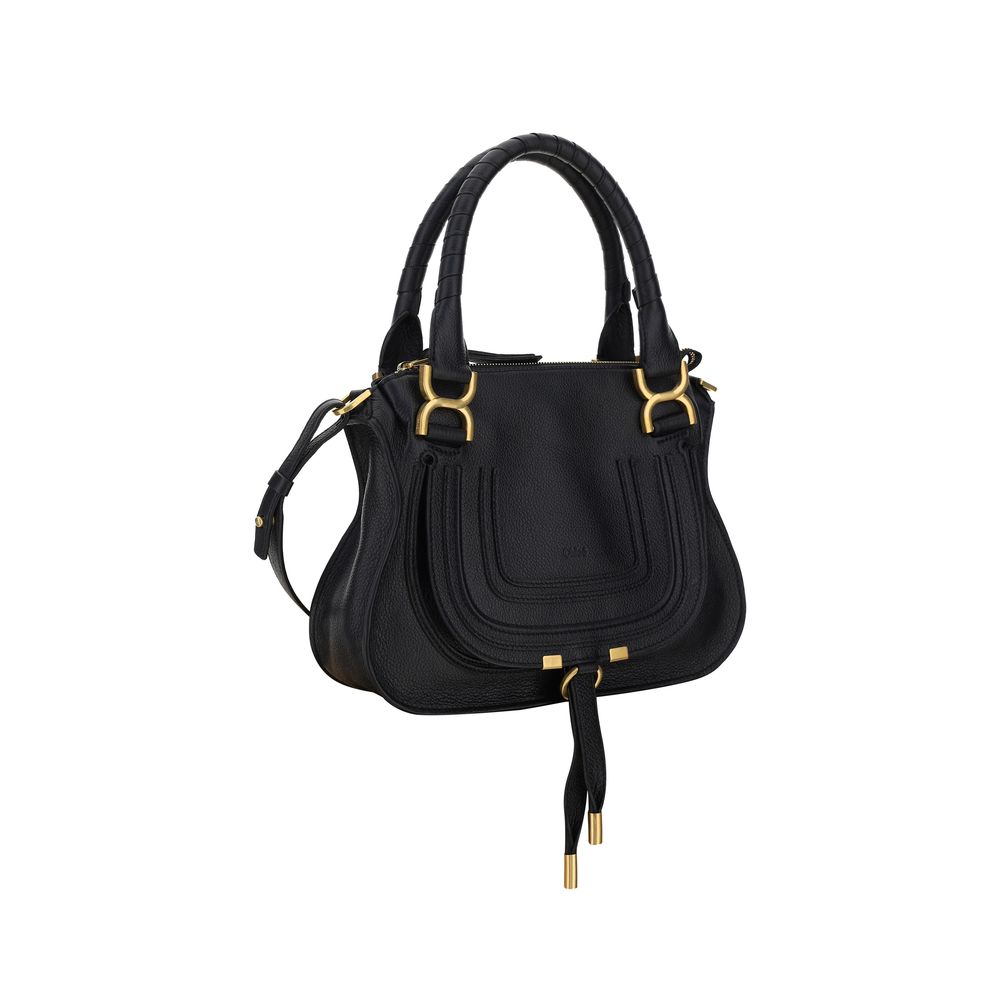 Chloé Small Marcie Double Carry Black Calfskin Top-Handle Bag
