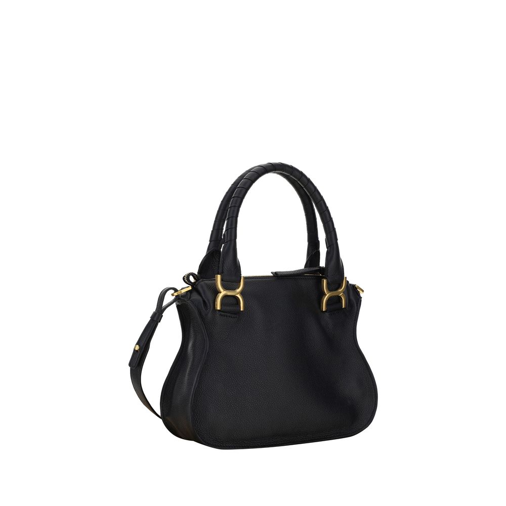 Chloé Small Marcie Double Carry Black Calfskin Top-Handle Bag
