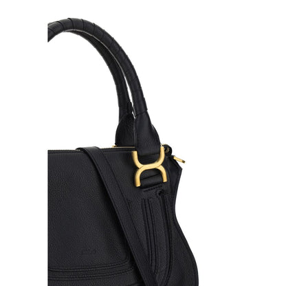 Chloé Small Marcie Double Carry Black Calfskin Top-Handle Bag